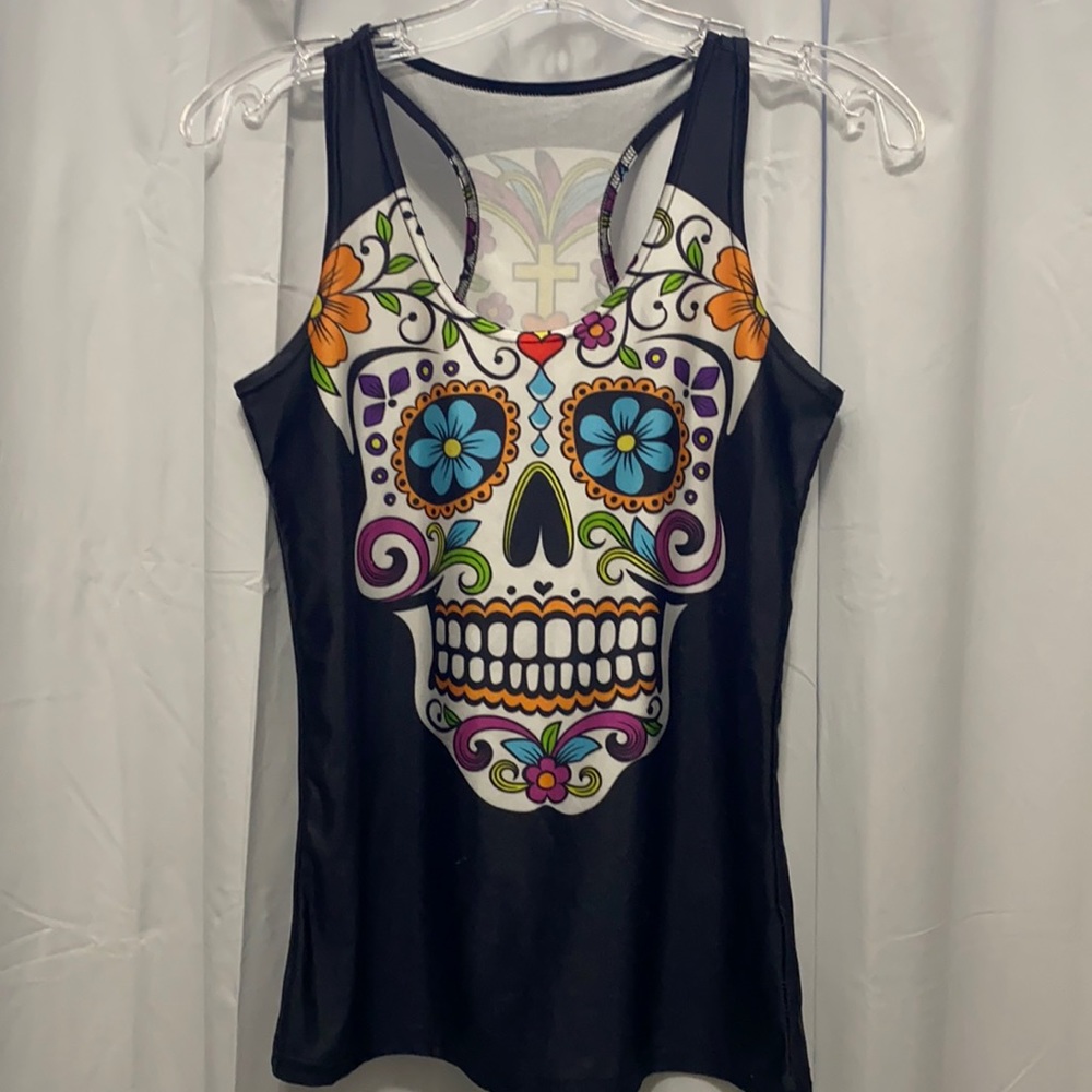 Sugar skull racer back tank